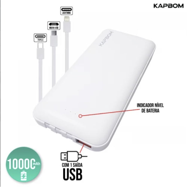 Carregador Power Bank 10000mAh KA-966 Kapbom