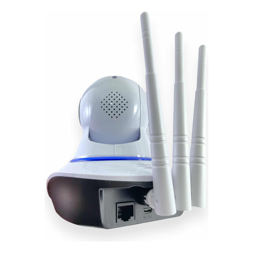 Câmera iP robô 3 antenas wifi visão noturna full HD 360º babá eletrônica robozinho sem fio bivolt