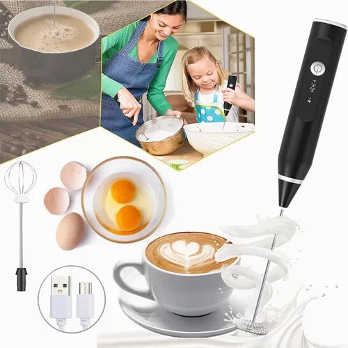 Batedor Misturador Mixer Elétrico para Bebidas Leite Café Clara de Ovo 2 em 1