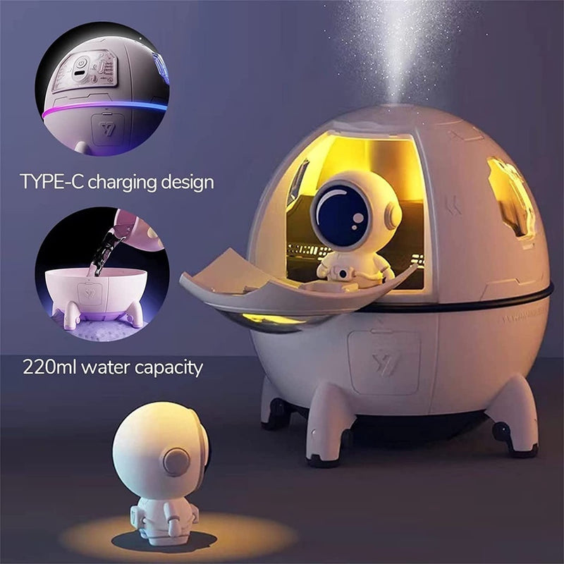 Mini Umidificador USB de Ar Astronauta 220ml LED USB Recarregável Decoração Purificador Aromatizador De Ar Humidificador