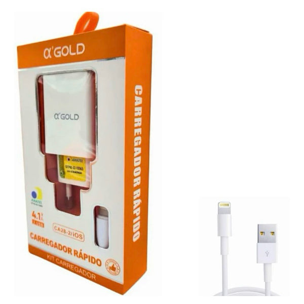 Carregador Turbo Power Para Celular 3USB COM CABO USB- IOS / TYP-C A'Gold 5.1A