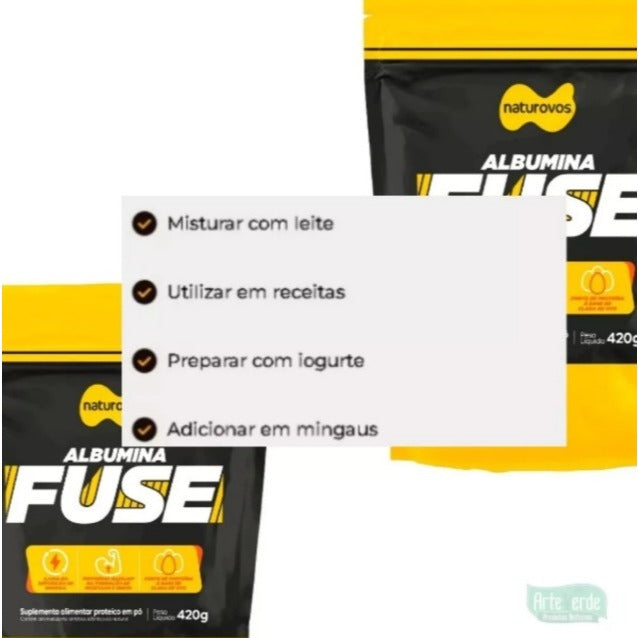 Suplemento Albumina Fuse Naturovos 420g Sabor Chocolate