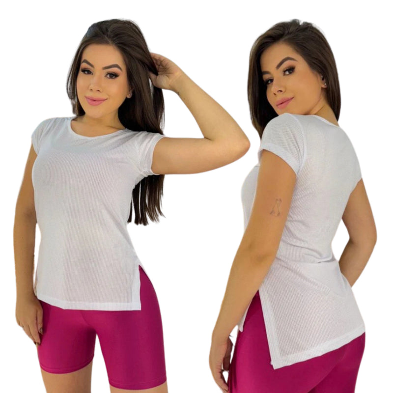 Blusa Dry Fit Fitness Treinar Academia Tampa bum bum corrida caminhada feminina camisa