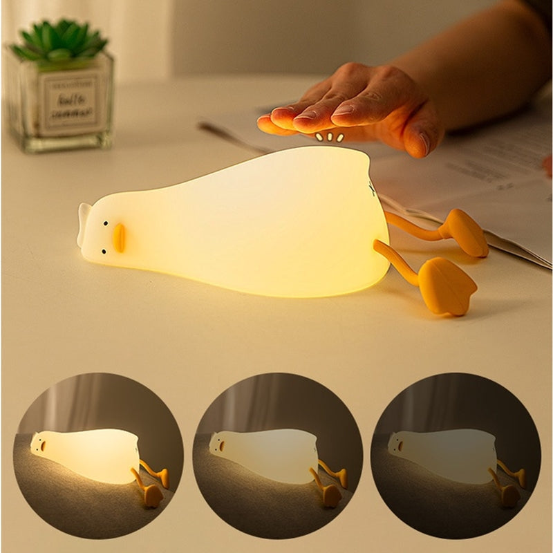 Luminaria Lampada Infantil Silicone Pato Recarregável
