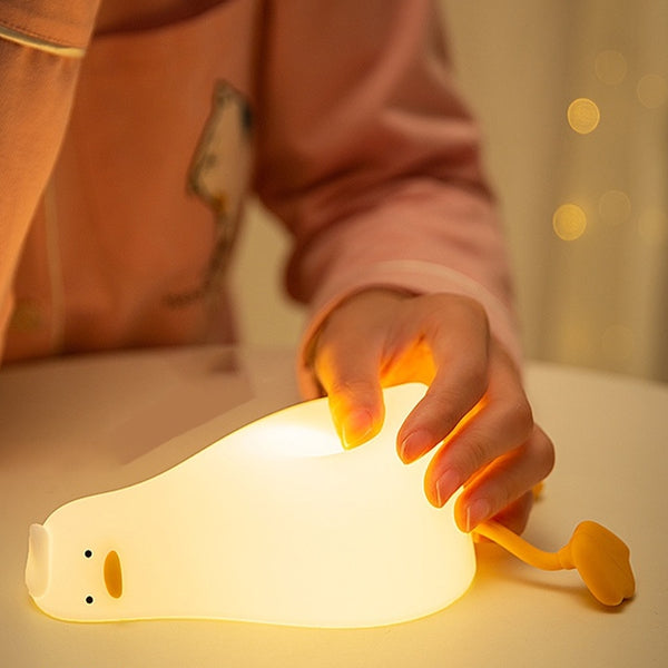 Luminaria Lampada Infantil Silicone Pato Recarregável