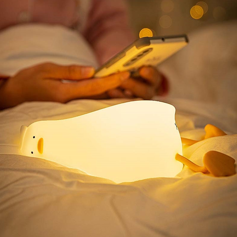 Luminaria Lampada Infantil Silicone Pato Recarregável