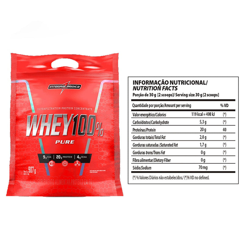 Whey Protein 100% Pure Concentrado 900g Refil - Integralmedica